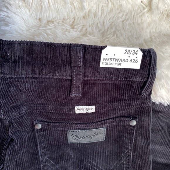 Wrangler Westward 626 High Rise Boot Corduroy Black Jeans Size 28x34 - Picture 6 of 12